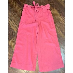 Sound Style Heathered Red Paper bag Wide Leg Capri Pants Tie Waist SZ S NEW